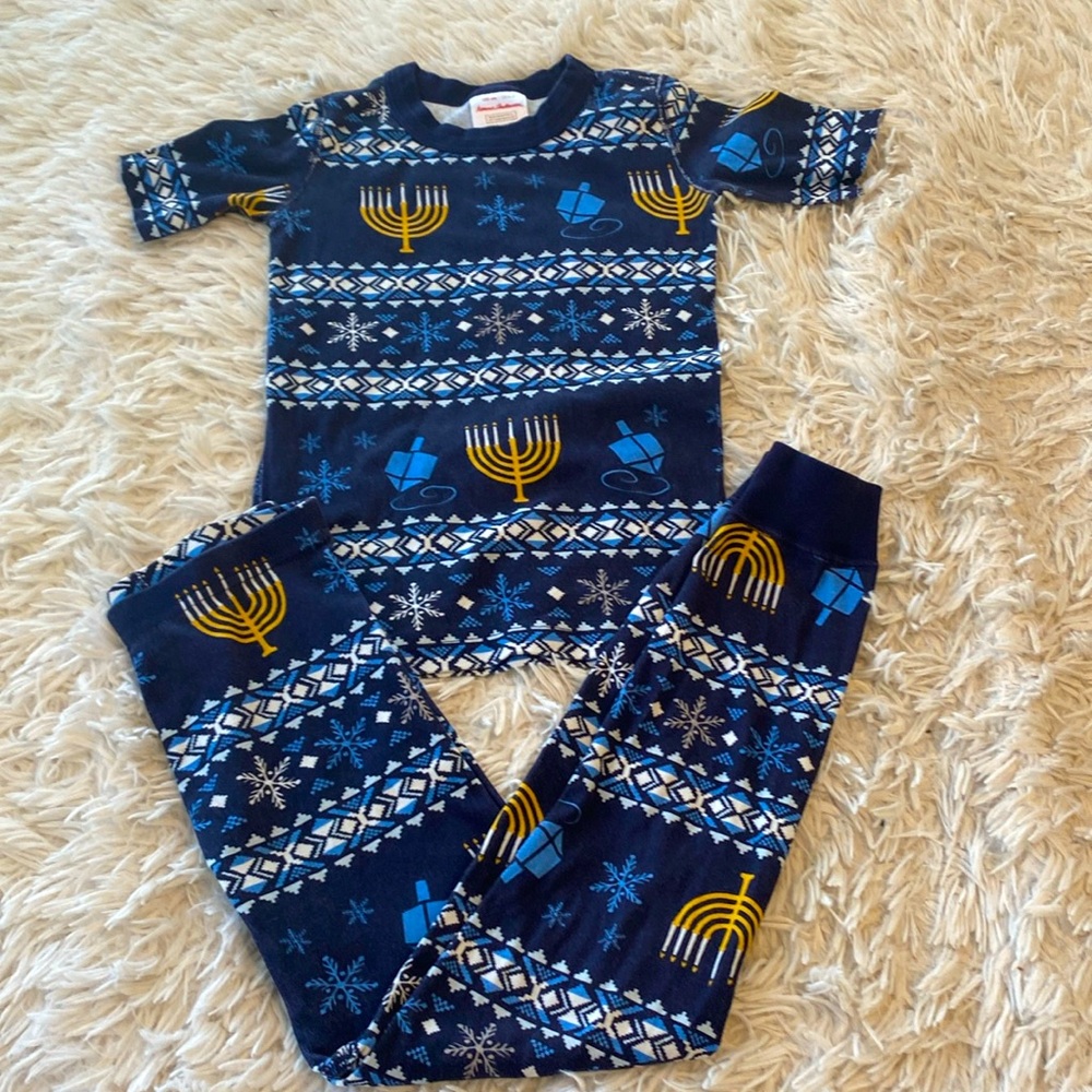Hanna Andersson 100% organic cotton Hanukkah long john pajamas kids 6/7